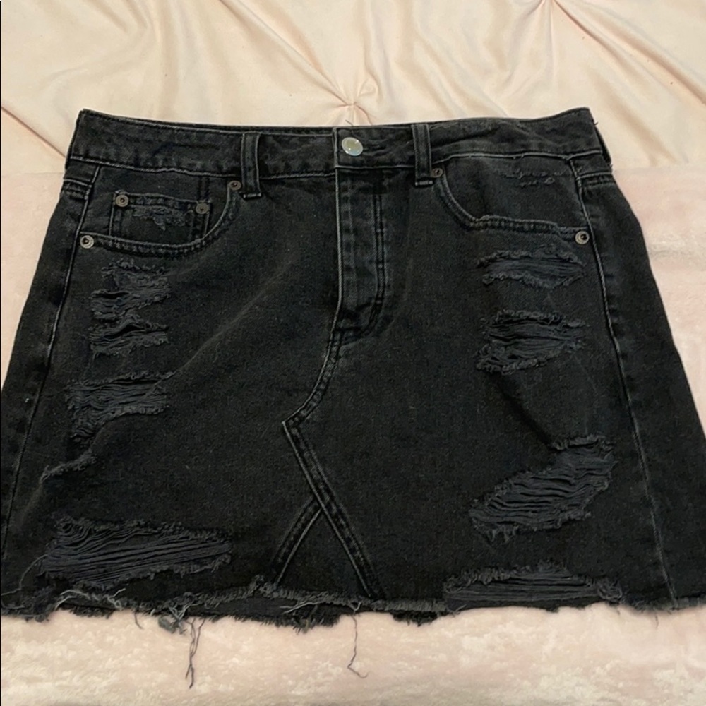 Black denim skirt